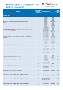 Terminarz systemów zarządzania I półrocze 2017