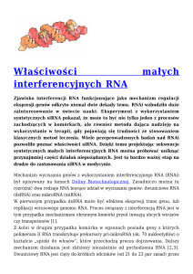 Właściwości małych interferencyjnych RNA