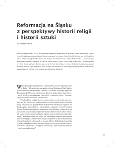 Reformacja na Śląsku z perspektywy historii religii i historii sztuki
