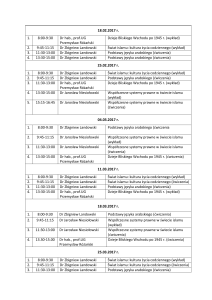 Plan zajęć - II semestr 2016/2017