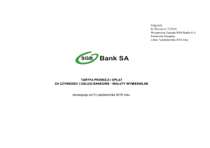 Taryfa prowizji i opłat - SGB-Bank