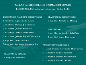 Prezentacja ZMF 2008.pps - Zakład Mikrobiologii Farmaceutycznej