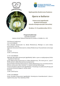 Opera w kulturze - program - Wydział Polonistyki