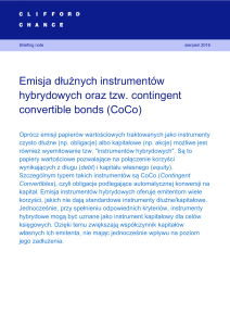 Emisja dłużnych instrumentów hybrydowych oraz tzw. contingent