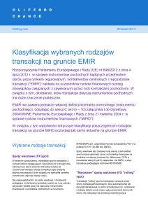 Klasyfikacja wybranych rodzajów transakcji na gruncie EMIR