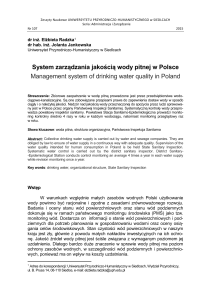 System zarządzania jakością wody pitnej w Polsce