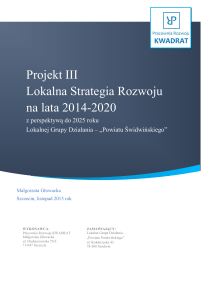 Projekt III Lokalna Strategia Rozwoju na lata 2014 - Połczyn