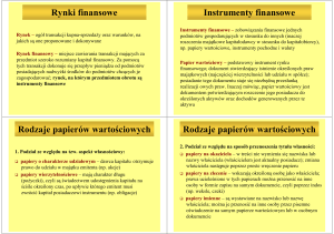Rynki finansowe Instrumenty finansowe Rodzaje papierów