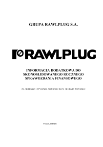 Informacja dodatkowa SA-RS 2013 Grupa Rawlplug na nowym