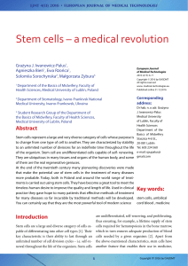Stem cells – a medical revolution Iwanowicz.indd