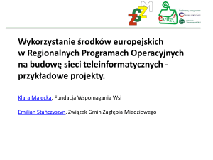 projektu subregionalnej sieci dla obszaru Związku Gmin Zagłębia