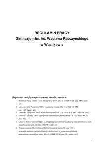 REGULAMIN PRACY - Gimnazjum im. ks. Wacława Rabczyńskiego