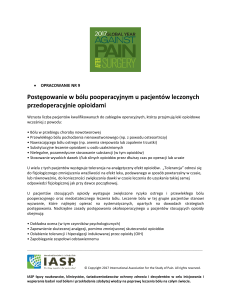 Postępowanie w bólu pooperacyjnym u pacjentów leczonych