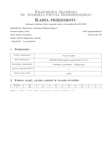 Karta przedmiotu - Krakowska Akademia