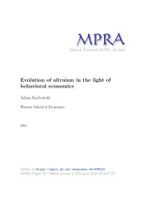 Evolution of altruism in the light of behavioral economics