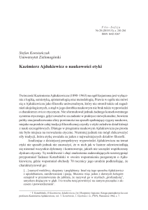 Kazimierz Ajdukiewicz o naukowości etyki - Filo