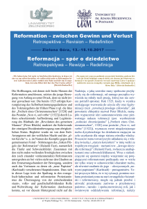 Reformation – zwischen Gewinn und Verlust Reformacja – spór o