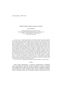 Acta Agrophysica, 2009, 13(2), WSPÓŁCZESNE ZMIANY KLIMATU