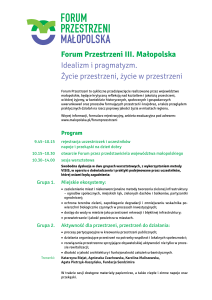 forum przestrzeni małopolska - Urząd Marszałkowski Województwa