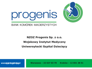 Bank Komórek Macierzystych Progenis sp. z oo Kraków, ul