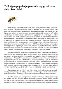 Znikające populacje pszczół