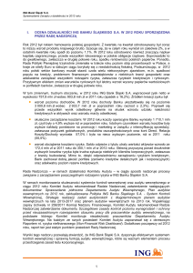 Ocena działalności ING Banku Śląskiego S.A. w 2012 roku