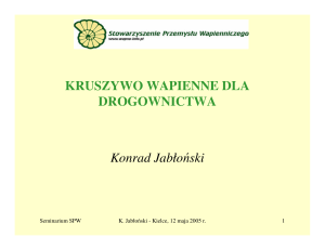 KRUSZYWO WAPIENNE DLA DROGOWNICTWA Konrad Jabłoński