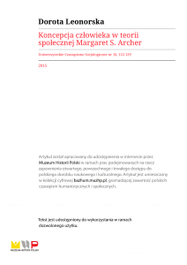 Koncepcja człowieka w teorii społecznej Margaret S. Archer