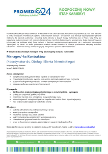 Manager/-ka Kontraktów (Koordynator ds. Obsługi Klienta