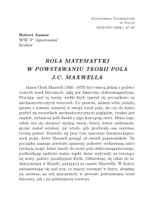 Rola matematyki w powstawaniu teorii pola J.C. Maxwella