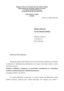 Pismo do Ministra Zdrowia - Polskie Stowarzyszenie Sterylizacji