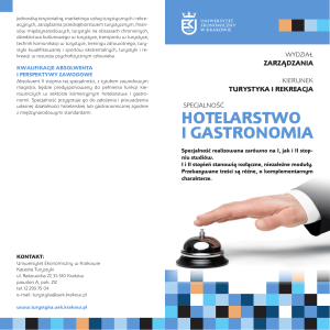 Hotelarstwo i gastronomia - Uniwersytet Ekonomiczny w Krakowie