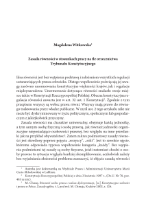 Magdalena Witkowska1 Zasada równości w stosunkach pracy na tle