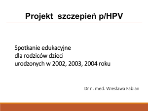 Projekt szczepień p. HPV - Rozwój opieki perinatalnej w