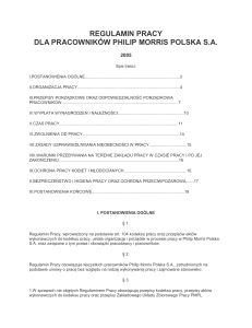 Regulamin Pracy - SNMZZP Przy Philip Morris Polska SA