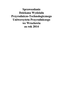 Sprawozdanie Dziekana za rok 2014