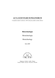 ACTA SCIENTIARUM POLONORUM Biotechnologia Biotechnologia