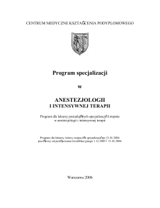 Anestezjologia i intensywna terapia po I stopniu 2006