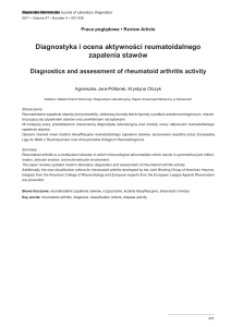 Diagnostyka i ocena aktywności reumatoidalnego zapalenia stawów