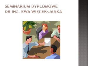 Seminarium dyplomowe dr Ewa Więcek