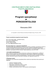 Program specjalizacji PERIODONTOLOGII