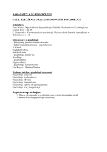 ZAGADNIENIA DO KOLOKWIUM CELE, ZAŁOŻENIA ORAZ