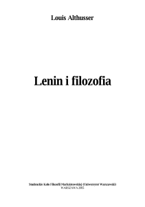 Lenin i filozofia - Instytut Filozofii UW