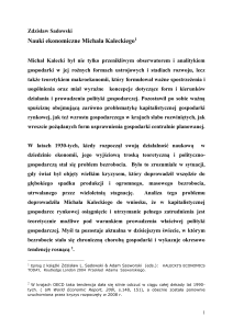 Nauki ekonomiczne Michała Kaleckiego, Zdzisław Sadowski