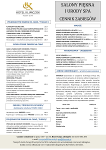 Pobierz CENNIK USŁUG SPA / pdf