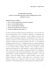 Łódź, dnia 24 września 2013r. Protokół Komisji Profesorskiej w