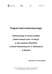 Program koła matematycznego Realizowanego w ramach projektu