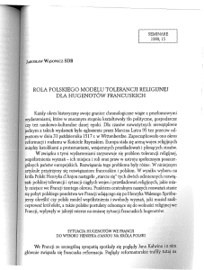 Rola polskiego modelu tolerancji religijnej dla hugenotów francuskich