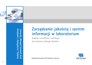Zarządzanie jakością i system informacji w - CSB