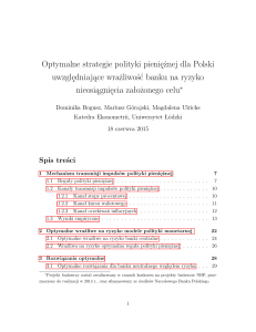 Optymalne strategie polityki pieniężnej dla Polski uwzględniające